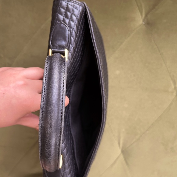 VTG Bally Black Quilted Leather Satchel Gold Hardware - Picture 7 of 13